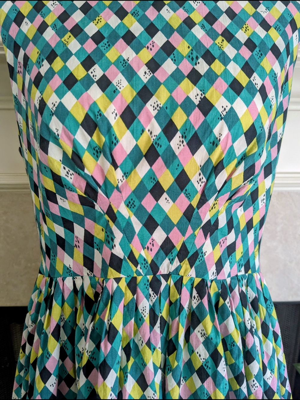 Emily And Fin Abigail Colorful Diamond Print Sundress Size 16UK - Picture 2 of 6